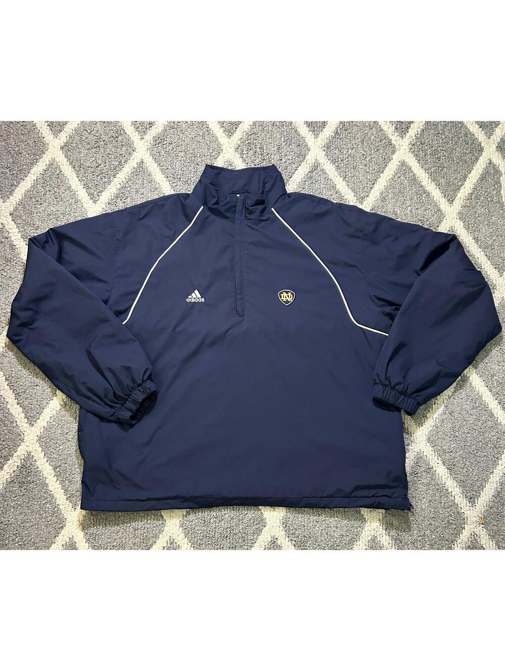 Adidas Climalite 1/4 zip Norte Dame windjacket Navy Blue Mens Size 2XL